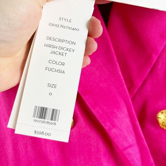 Veronica Beard Hirsh Dickey Linen Blend Double Breasted Blazer Jacket Pink 0 - Picture 4 of 8